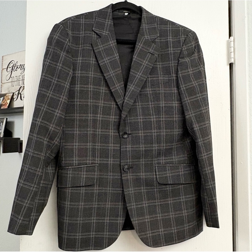 Hardy Amies Black Gray Brinsley Mini Check Sport Jacket Size 38R